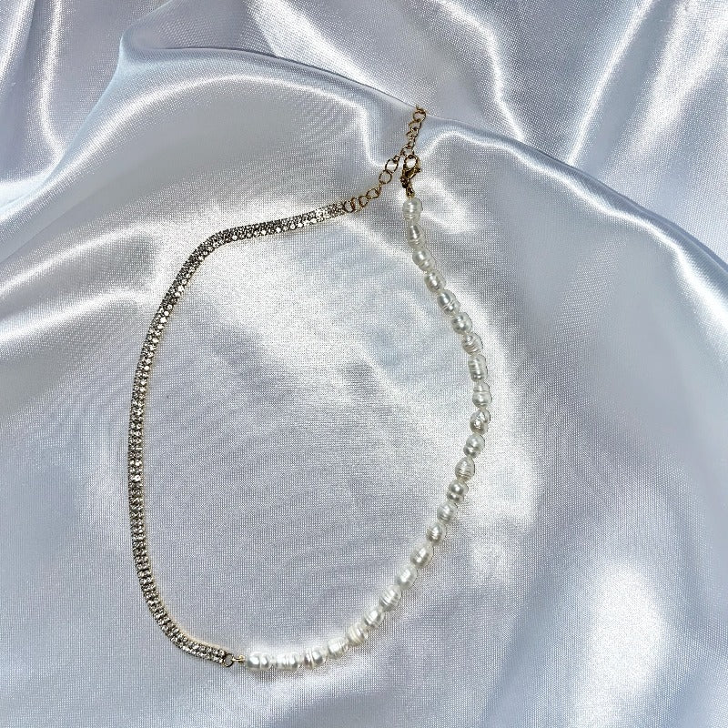 Collier Annika - Zircons et perles d'eau douce