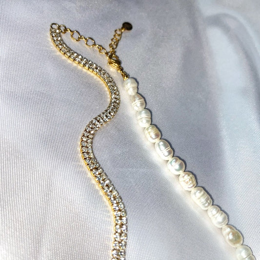 Collier Annika - Zircons et perles d'eau douce