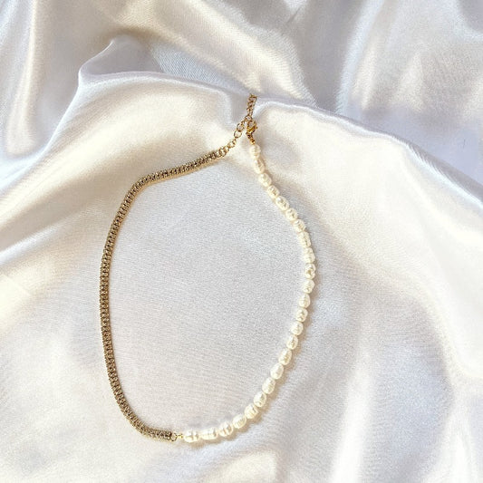 Collier Annika - Zircons et perles d'eau douce